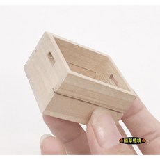 隨草憶境 木質籮筐木盒木筐木籃 (1入/3入) 微縮模型食玩模型 果蔬籃酒瓶籃, 1個, 單入（空木籮筐，不含飲料）