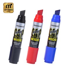 [공식 대리점 글로리스] 모나미 매직캡 와이드 굵은촉 13mm 블랙+레드+블루 세트, 1개