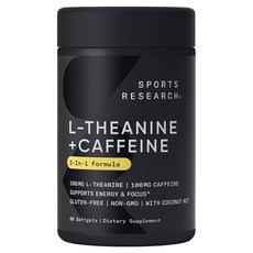 SPORTS RESEARCH L-茶胺酸 200mg&咖啡因 100mg軟膠囊, 1個, 60顆