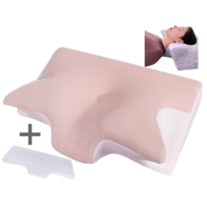 人體工學護頸功能枕，透氣舒適記憶棉枕頭，改善睡眠品質，可拆洗枕套, 裸絲粉色, 5件