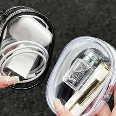 투명 PVC 키링 휴대용 화장품 소품정리 인형액세서리 미니파우치 고리형, 1개, 화이트