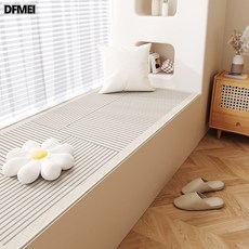 DFMEI 飄窗墊窗臺墊輕奢高級感主臥四季通用坐墊可拆洗毛絨陽臺墊子, 橫豎框紋-比利時圈絨