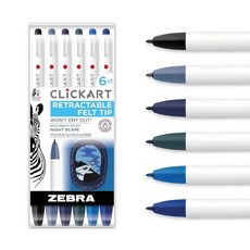 Zebra Pen CLiCKART 접이식 펠트 팁 펜 다양한 잉크 색상 0.6mm 가는 포인트 건조 를 수분 번짐 없음 저널링 드로잉에 이상적 케이스 포함 36팩 69836 2, 6, 다양한 나이트스케이프 A