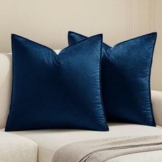 밀레 벨벳 던지기 베개 커버 18x18 인치 2 팩 - 다크 블루 슈퍼 소프트 장식 사각 쿠션 케이스 모던 럭셔리 홈 데코 소파 침대 의자