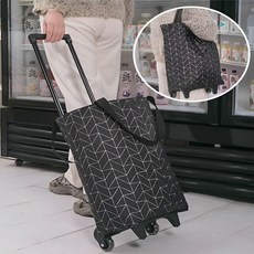 달콩마켓 2WAY 가방형 카트형 초경량 무소음 장바구니 카트 쇼핑가방 시장바구니, 1개, 블랙체크