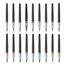 PenteL 펜텔 컬러브러시 XGFL 일러스트레이션 캘리그래피 수채화 브러쉬 수성붓펜 18색 캡식 수성염료, 그레이(XGFL-137X), 1