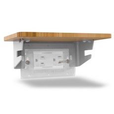 免打孔實木插座置物架/手機充電支架 壁掛式, 橫式-20x9CM實木檯面-白色, 1個