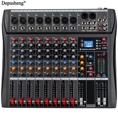 오디오 믹서 De sheng DX8 8 채널 사운드 보드 콘솔 Bluetooth USB PC 입력 48V 전원, DX8 Eu Plug
