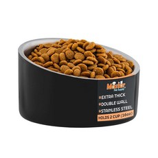 Master Pet Supply 스테인리스 스틸 비스듬한 개 고양이 사료 그릇 - 226.8g(8온스) 튼튼한 - 피스타치오 이중벽 단열 프렌치 퍼그 고양이를 위한 미끄럼 방지, 2 Cups (16 oz), Black Velvet