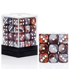 해외 Handan 24팩 16MM 6면 주사위 세트 반투명 색상 D6 게임 Yahtzee Bunco 또는 교육 수학을 위한 표준 휴대용 파우치 포함옐로우 미국매장정품+ 1723, 실버 브라운.