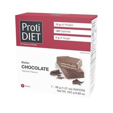 ProtiDiet 고단백질 바닐라 웨이퍼 바 7개 / 단백질 10g 저칼로리 저설탕 저탄수화물, Chocolate Wafer