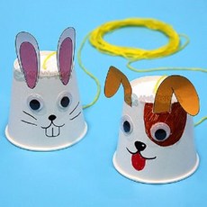 애니멀 종이컵 전화기 만들기재료 5인 만들기세트 과학 과학교구 과학놀이키트 관찰