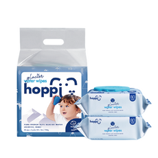Hoppi冰川水濕紙巾 嬰兒濕紙巾 寶寶純水濕紙巾 無酒精 柔軟親膚 呵護寶寶肌膚, 1箱, 2入, 2個裝, 80g
