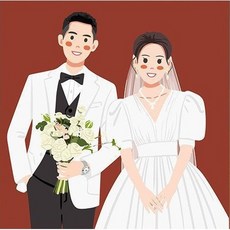신랑신부 일러스트 3D보석 십자수 커플 함께 하는 다이어몬드페이팅 비즈공예 큐빅 스트레스 해소 사랑 담아 있는 DIY 만들기세트 기념일선물, 신랑신부 006, 60*60, 1개