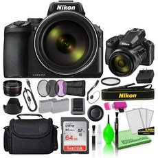 니콘 COOLPIX P950 16MP 디지털 카메라(26532) 번들 키트 64GB 울트라 SD 카드 + 대형 카메라 가방 필터 키트 예비 배터리 망원 렌즈 기타, 1개