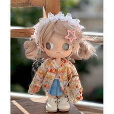 Zsiga 지거 1/8 BJD 액션 피규어 인형 인형옷 인형제외 스웨터 가발 머리띠 가디건 스커트 신발, 아기의 옷에는 인형이 포함되지 않습니다, 상의+스커트 세트-인형 제외