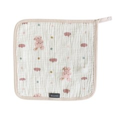 【Chu-mi 啾米】四層紗兩用圍兜 寶寶三角巾 嬰兒紗布巾 口水巾 兒童小手帕 小澡巾, 點點兔, 1個