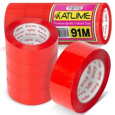 아뜰라임 다양한 박스 포장 색상 컬러 테이프 4.5cm, 레드, 5개