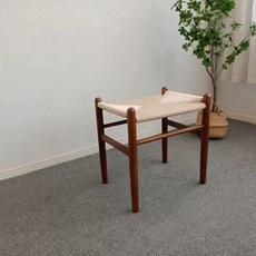 퀼트 짜임 스툴 의자 화장대 북유럽 라탄 목재 여름패드 빈티지 원목 피아노, C. 월넛