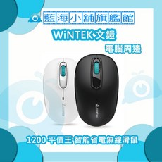 WiNTEK 文鎧 1200 平價王 智能省電無線滑鼠 (適合左右手的通用設計), 白色, 白色
