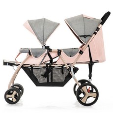 제이펀 스토어 쌍둥이휴대용유모차 경량 연년생, 디럭스 오프로드 확장형 로터스핑크 3
