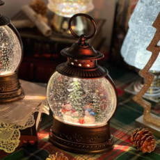 年輕紳士橢圓形提燈聖誕音樂盒小夜燈, 雪人C