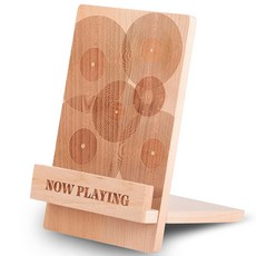 JP electronics 앤 슬론 앨범용 바이닐 레코드 스탠드 u2013 스타일리시 홀더 및 디스플레이 디자인이 새겨진 프리미엄 클래식 우드 액세서리 출시, Natural Finish