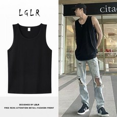 大碼純棉寬鬆運動背心，男士夏季健身籃球坎肩無袖T恤，透氣舒適美式風格