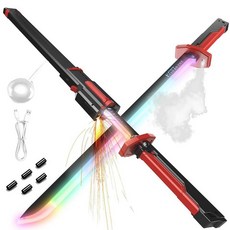 어린이 및 성인용 80cm31.5인치 스파크 소드 스파크 사운드 및 안개가 있는 LED 조명 검 Type-C 충전식 애니메이션 코스프레용 스파크 소드 레드 428242
