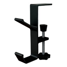 KOUJI 叩吉好物 免打孔桌邊掛鉤，桌面收納神器，無痕安裝，多功能掛物，節省空間, 霧黑固定雙鉤, 1個