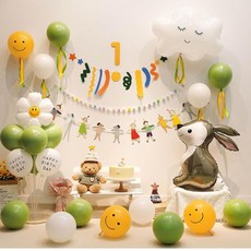生日派對氣球裝飾組 1歲生日氣球裝飾, 黃綠, 1套