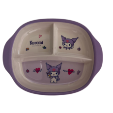 Sanrio Kuromi 三格餐盤 可愛卡通分隔餐盤 兒童餐具 野餐露營適用, 三隔餐盤, 1個