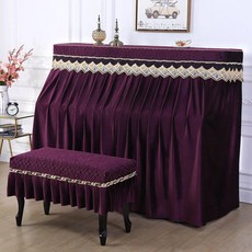 피아노덮개세트 유럽식 두꺼운 인테리어 개방형, 더블 벤치 커버, 1개, 세나퍼플