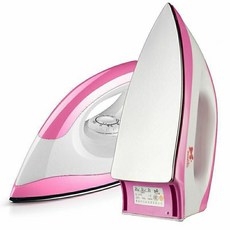 手持電熨斗熨燙機，110v-220v家用電熨斗，不加水調溫燙畫燙斗，除皺順滑底板干燙式燙衣電運斗, 粉色不銹鋼底板