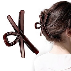 EKIND 레ディース 걸스용 헤어클립 길고 두꺼운 머리용 우아하고 심플한 헤어 액세서리(버건디 크로스형)