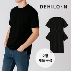 데일로엔 남자 라운드 무지 반팔티 레이어드 티셔츠 2장 세트
