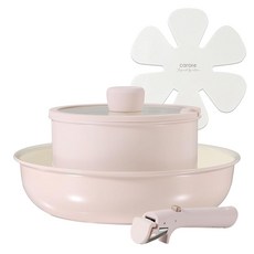 CAROTE 카로테 프라이팬 세트 5점 플루오린 무첨가 PFAS PTFE PFOA PFOS 프리 인덕션 사용 가능 가스 화재 대응 세라믹 냄비 세트 손잡이가 분리되는 경