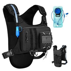 러닝 및 하이킹을 위한 야외 하이드레이션 조끼 2.0L 블래더가 있는 가볍고 통기성이 좋은 워터 백팩 마라톤 사이클링 트레킹을 위한 바운스 프리 체스트 팩 남성 및 여, 나일론 블랙