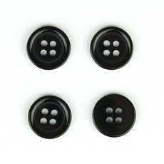 JSTrading (10개) 4구 모던 라운드 코트 단추, 블랙 12mm, 10개