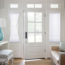 NICETOWN 타이 업 셰이드 주방용 - 농가 스타일 욕실 커튼 린넨 시어 로마 창문 장식 봉 주머니 풍선 발란스 침실/욕실용 (1개 그레이