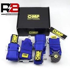 OMP三英寸4/四6/六點式賽車改裝座椅安全帶汽車通用快拆安全帶FIA機車配件賽車改裝通用型直插插扣快開型汽車座椅安全帶, 六點藍色, 1個