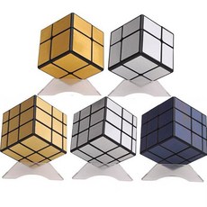 매직큐브 두뇌발달 취미 입체퍼즐 장난감 QiYi Mirror 매직 큐브 퍼즐 속도 골든 실버 블루 스티커 용 2x2 3x3, [05] Gold S