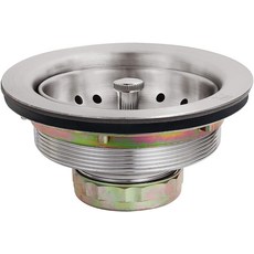 스트레이너 바구니 스토퍼 304 스테인리스 스틸 싱크대 및 스토퍼가 포함된 EADOT 3.5인치 니켈 배수 어셈블리, Brushed Nickel, 1개