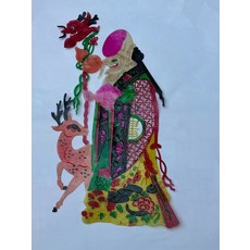 皮影 壽星 牛皮 手工製作 收藏裝飾, 如圖所示, 1個