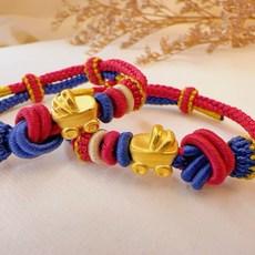 儒家寶寶 純金9999 嬰兒車 編織手繩/手鍊 彌月飾品