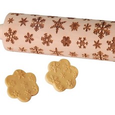 엠보싱 롤링 핀 OLETNY 대형 목재 텍스처 롤러 베이킹용 쿠키용 장식 무늬 크리스마스 선물어머니 할머니 친구들, 16 in（40cm）-Teak, Snowflake