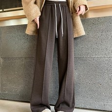 Couchsurfing 여성 기모 드로스트링 헤링본 패턴 모직 바지 Z775