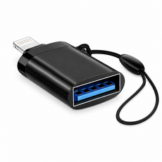 Lightning 轉 USB 3.0 OTG 讀卡機 隨身碟轉換器 適用於 iPhone/iPad, 黑色, 1個, Lightning接口OTG轉接頭