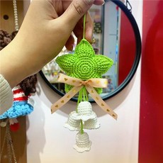 DFMEI 新款手工鉤編星星花朵汽車掛件內飾配件後視鏡裝飾掛件, 1個, 綠色星星:標準