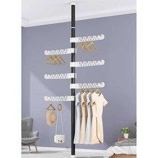 기둥형 일자행거 이불 큰 건조대 무타공 블랙, 1개